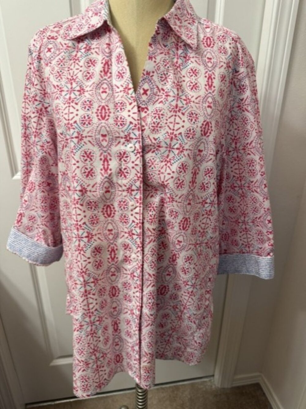 Foxcroft Multi Pink Blouse (Size XXL)